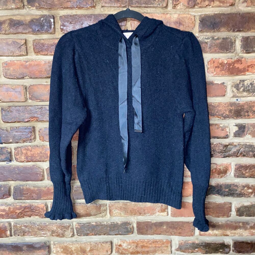 Philosophy Black Knit Pullover Bow Drawstring Hoodie Sweater Women's Size XS